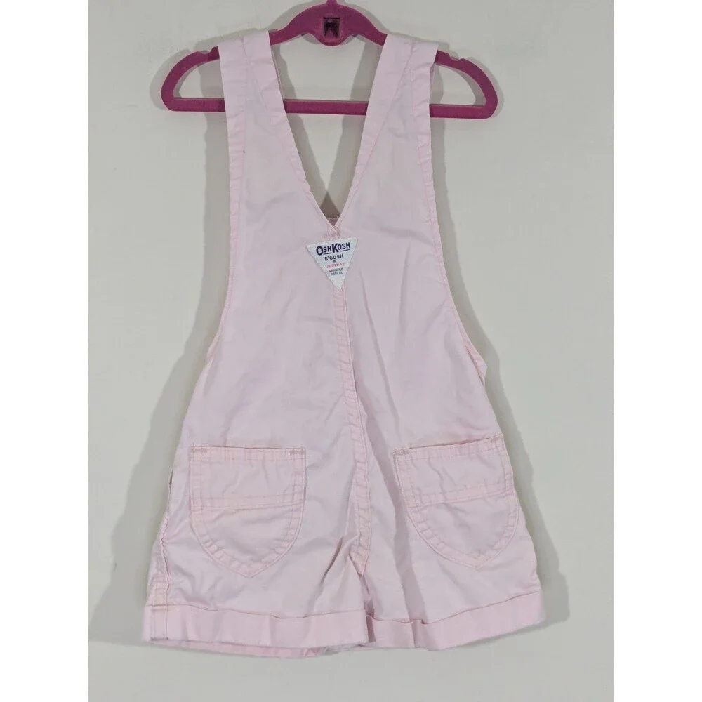 Vintage 90s Oshkosh B'Gosh Pink Shortalls Pocket Size 5 Made In USA Girls